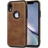 AIOVETEAB Cover Compatibile con iPhone XR,PU Pelle Premium Custodia Slim Sottile Retrò Business Flessibile Antigraffio Case Posteriore Protettiva Per iPhone XR (Marrone)