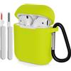 KOKOKA Custodia in Silicone Compatibile per AirPods 2 con Kit di Pulizia, Case Cover Protettiva in Premium Silicone per Airpods Seconda Generazione 2019 con Moschettone, Brilliant Yellow