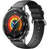 GIOPUEY 22mm Cinturini Compatibile con Honor Watch 5 Ultra/4 PRO/GS 3/GS4/GS PRO/Magic 2 PRO 46mm, Vera Pelle Cinturino [Resistente all'Usura] [Traspirante] - Black