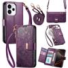 LIAOCY A Tracolla Custodia Per Oppo Reno15 F/OPPO Reno15 FS, Cover Con Portafoglio Porta Carte E Scocca Interna In TPU, Antiurto E Antigraffio Con Supporto, Purple.