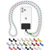 drop letsy DROPLETSY catena per cellulare con perline universali in legno, cordino, catena, collana da appendere, compatibile con smartphone: iPhone 15,14,13,12, Samsung Galaxy (senza custodia, WhiteRainbow)