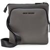 Armani Exchange Madrid,Essential, Metal Logo, Zip Pockets, Borsa Messenger Uomo, Marrone Chiaro