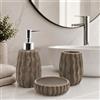 Virtime Set Accessori Bagno 3 Pezzi in Ceramica Lucida Modello Incas, Dispenser Sapone Liquido, Porta Spazzolini e Porta Saponetta (caffè)