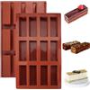 KineticKraft 2 Pezzi Stampi Silicone Rettangolari Marroni 12 Cavità Antiaderenti