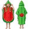 PinkSheep Asciugamano con cappuccio per bambini, asciugamano a poncho per bambini, 100% cotone, 75 x 140 cm, telo da spiaggia per piscina, bagno, nuoto, ragazze e ragazzi, età 3-6 anni (anguria)