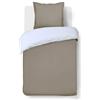 VISION Parure Copripiumino Reversibile 100% Cotone per Letto Singolo - Beige Bianco | 1 Copripiumino (140×200 cm) + 1 Federa (65×65 cm) | 57 Fili/cm² | Morbido e Confortevole | Certificato Oeko-Tex