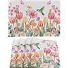 Dokeleen Tovaglietta Merenda Scuola Cotone Poliestere Antimacchia Impermeabile Rosa Tulipano Primavera Estate Rettangolare Tovagliette Americane Lavabili Decorazioni per Giardino Feste Cene di Famiglia 45x32