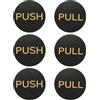 PATIKIL 3Set Etichette Segnaletiche Porte Spingi Tira, 3in Etichette Segnaletiche Spingi Tira Piastra Acrilica Verticale Autoadesiva per Porte Vetro Negozio, Rotondo, Nero Oro