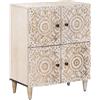 vidaXL Credenza Bianco 60 x 33,5 x 75 cm Legno di Mango massello, Buffet Funzionale, arredo Moderno, Mobile Elegante, Organizer Rettangolare, Soluzione Minimalista per la casa