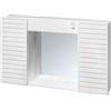 Negrari Specchiera Specchio Pensile Simpaty Mobile Mobiletto Bagno Lavanderia Contenitore Ante Sospeso PVC Plastica Resina Interno Esterno Bianco Luce Interruttore 58x37x12cm L58 P12 H37 CM Economico
