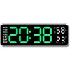 Lancoon Orologio da parete digitale a LED con temperatura e umidità calendario ampio display luminosità regolabile doppio allarme plug-in snooze per soggiorno tavolo camera da letto