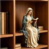 Generic Statua della Vergine Maria che legge la libreria, statua della Vergine Maria con lettura seduta, elegante dipinta a mano, decorazione per libreria, decorazione sacra e pacifica per gli amanti dei