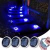 YiLaie Segnapasso 24 Leds Esterno Solare, 11cm Luci Circolari da Giardino con Adesivo Luce 360°, Faretti Solari a Pavimento IP68 Calpestabili per Viale, Camminamento, Scale, Luce Blu (4 Pezzi)