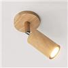 GRAWIT Lampada da parete a LED in legno da soffitto Lampada da parete orientabile per interni 5W Raccordi per faretti Metallo Decorazione in legno massello Luce Faretto vintage Lampada da soffitto per