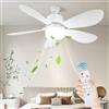 CRGANGZY Ventilatore da soffitto con luci e telecomando, lampada LED dimmerabile E27/E26 con 3 colori e 3 velocità, timer, luce a vite per camera da letto e cucina