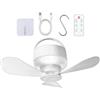 Generico Ventilatore Da Tetto, Con Telecomando Ricaricabile A Luce LED, 1800mAh, Ventilatore Per Gazebo A 3 Luminosità E 5 Velocità, Design Portatile Sospeso, Per Casa Camera Da Dormitorio Garage Patio P