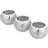 BSTKEY Set di 3 portacandele in vetro a mosaico, portacandele votivi decorativi, centrotavola rotondi per tavolo, matrimoni, feste, decorazioni per la casa, argento