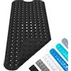 Baozun Tappetino Antiscivolo per Vasca da Bagno e Doccia,100 x 40cm Extra Lungo con Ventose Bath Mat Universale per Bagno, in PVC,Antibatterico,Resistente alla Muffa (Nero)