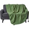 HOMESCAPES Plaid per letto o divano in 100% cotone intrecciato a mano - Rajput - Verde - 225 x 255 cm