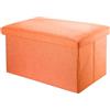 INTIRILIFE Pouf Pieghevole 78x38x38 cm in Orange MANDARINI - Cassapanca Cubo Contenitore Imbottito de Tessuto a l'Ottica Lino con Coperchio - Ottomane Poggapiedi Sgabello Panca Poltrona