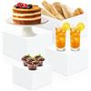 RETON Set di alzate per buffet, alzate per alimenti in acrilico per tavolo da buffet, set di espositori bianchi per alimenti con fondo cavo, scatole cubiche alzate impilabili per torte, matrimoni