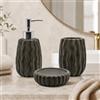 Virtime Set Accessori Bagno 3 Pezzi in Ceramica Lucida Modello Incas, Dispenser Sapone Liquido, Porta Spazzolini e Porta Saponetta (Nero)