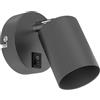 ledscom.de Lampada da parete WAIKA, interruttore, antracite opaco, rotonda, 1x GU10 max. 60W