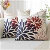 Artscope 2 Pezzi Dalia Floreale Blu Rosso Federe Cuscini Geometrico 45x45cm, Primavera Cuscino Boemia Fiori Decorativo in Lino per la Decorazione Domestica Soggiorno Camera da Letto Divano