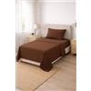 Corredocasa Completo Letto Lenzuola in Cotone, Qualità Made in Italy - PURO COTONE 100% Morbido e Traspirante in ogni Stagione - SET Lenzuolo Sotto con Angoli, Sopra e 1 Federa (Marrone, Singolo)