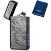 Leikurvo Accendino elettronico USB, accendino elettrico USB, ad arco a LED, doppio arco, con indicatore di batteria, antivento, al plasma, con confezione regalo (drago nero)