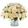 JUSTOYOU 4 mazzi di peonie artificiali con 20 teste di fiori, peonie finte, bouquet di fiori di seta per matrimoni, casa, tavolo, feste, decorazione per finestre (champagne)