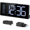 LATEC Sveglia Digitale da Comodino con Schermo LCD da 7 Pollici, Doppia Sveglia, Porta USB, Display Regolabile 5 Livelli Luminosità, Alimentazione AC con Batteria di Backup - Moderna e Facile da Usare