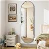 JJUUYOU Specchio ovale da bagno a figura intera, 120 x 60 cm, specchio da parete con cornice in metallo, specchio con cornice in lega di alluminio, per camera da letto, ingresso, soggiorno, grigio
