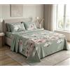 HOME ZEN HOUSEHOLD LINEN Completo Letto in Microfibra di Poliestere, Morbido e Setoso, Stampa Digitale 3D Floreale, con Lenzuolo Sotto Elastico e Federe (Dis 1, Matrimoniale)