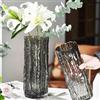 QEEYON Grande Vaso in Vetro, Realizzato a Mano con Cilindro in Vaso di Vetro Nero per Fiori e Composizioni Floreali per Centrotavola, Cucina, Ufficio, Matrimonio (25 x 10 cm)