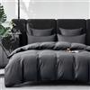 YASMENG Copripiumino in raso di cotone 200x200 grigio 100% cotone raso set biancheria da letto morbido setoso traspirante Lyocell seta biancheria da letto matrimoniale con cerniera e federe 65x65 cm