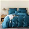YASMENG Copripiumino in raso di cotone 240 x 260 petrolio 100% cotone raso set da letto Deluxe setoso traspirante Lyocell seta biancheria da letto matrimoniale con cerniera e federe 65 x 65 cm