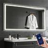 Ratsamee 70x120cm Bluetooth Specchio Bagno con Luce, 3 Colori Dimmerabili, Antiappannamento, Memoria, Touch Control, Montaggio a Parete - Specchio Trucco con Illuminazione