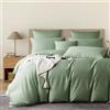 YASMENG Copripiumino in raso di cotone 240 x 260 verde, 100% cotone, raso, set da letto morbido e setoso traspirante Lyocell seta biancheria da letto matrimoniale con cerniera e cuscino, federe 65 x