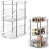 Yitobici-Mensola sottolavello a 3 livelli, organizer per lavello, mensola con cassetti scorrevoli, mensola multifunzionale in acrilico per cucina con cassetto scorrevole, per cucina, bagno