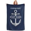 OOEREWGF Personalizzato Nautico A Tema Benvenuto A Bordo Coperta Blu Marino, Bussola Personalizzata Nave A Vela Yacht Nome Barca Gettare Coperta Regalo Per I Proprietari Di Barche, Casa Del Lago