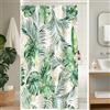 Uiiooazy Tenda Doccia Antimuffa, Tenda da Doccia 120x180cm Verde Salvia Tropicale Foglie di Palma Giallo Giungla Tende da Bagno Tessuto Lavabile Impermeabile Tende per Vasca da Bagno con 8 Anelli