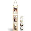 NEOWS Set Cornici Foto Multiple da Parete con Corda - Portafoto Multiplo Decorativo con Cornici in Legno - Collage Foto da Appendere al Muro- Cornici 10x15 cm (Rovere Naturale, 3 Foto Verticale)