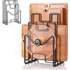 Dexpally Porta Taglieri Da Cucina in Metallo Nero, Supporto per Taglier con 4 Scomparti per Coperchi di Pentole, Spatole, Piatti e Teglie