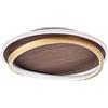 SHREALMS Plafoniera moderna in metallo con venature della noce, lampada da soffitto con anello dorato, striscia luminosa a LED, apparecchio di illuminazione a soffitto minimalista rotondo (Luce calda,47 cm)