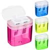 Catelves 4 temperamatite a 4 colori con contenitore, temperamatite con lattina, temperamatite con contenitore piccolo, temperamatite per bambini, doppio foro e temperamatite manuale, temperamatite per