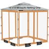 ShowyLive Zanzariera per esterni con cerniera a 2 vie, 4 porte, zanzariera per gazebo 10 x 10 per giardino/patio/padiglione, rete di ricambio per gazebo con 8 sacchi di sabbia, 52 ganci, 12 corde (solo