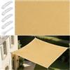 TopIdea Vela Ombreggiante Rettangolare Tenda da Sole per Esterno Vele Ombreggianti Impermeabile Telo Parasole con Fune Occhiellato Protezione UV Tenda Vela per Giardino Balcone Terrazza 2.5x2.5M Sabbia