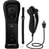 TechKen 2 In 1 Telecomando per Wii Motion Plus Remote Game Controller e Nunchuk Controller per Wii e Wii U con Custodia in Silicone e Cinturino da Polso (Black)