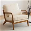 Bonnlo Poltrona Salotto in Legno e Velluto a Coste 65 x 82 x 75cm, Poltroncina Camera da Letto con Braccioli Curvi e Cuscino Lombare, Lounge Chair Design da Lettura e Soggiorno (Beige)